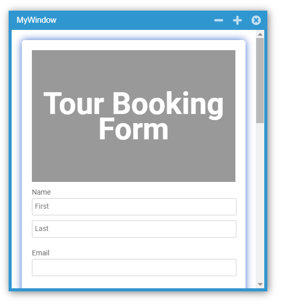 HtmlPanel displaying embedded HTML content